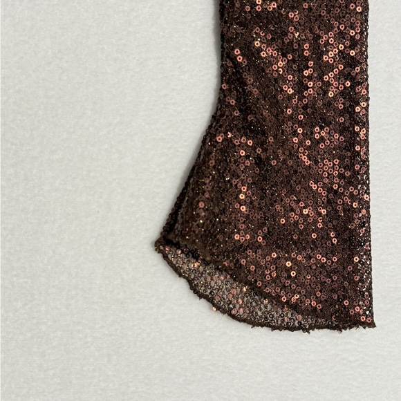 Free People Size M Brown Sequin Blouse - Picture 5 of 7